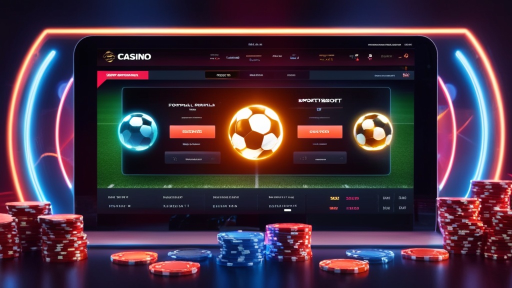 Interfaccia casino con codice promo e tema calcio sotto luci neon