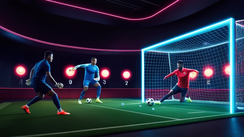 Allenamento ai rigori con portiere e bersagli luminosi nella demo